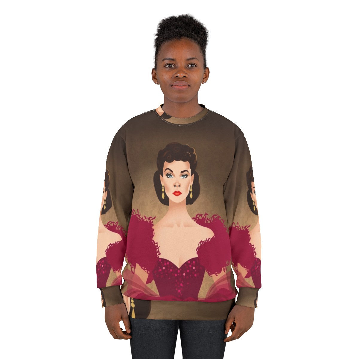 Burgundy dress sweatshirt with Alejandro Mogolloart design - women