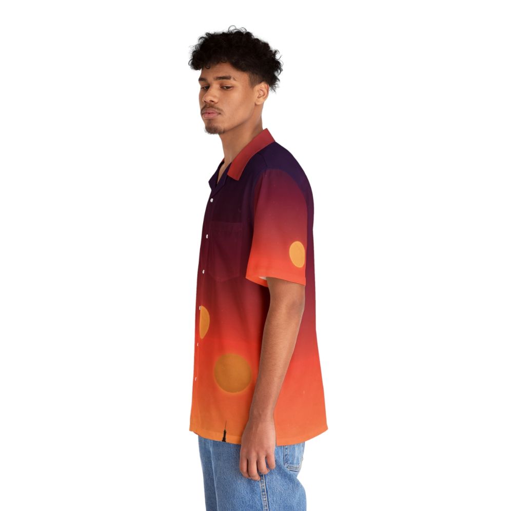 Tatooine Hawaiian Shirt featuring a gradient design of the dual suns - People Left