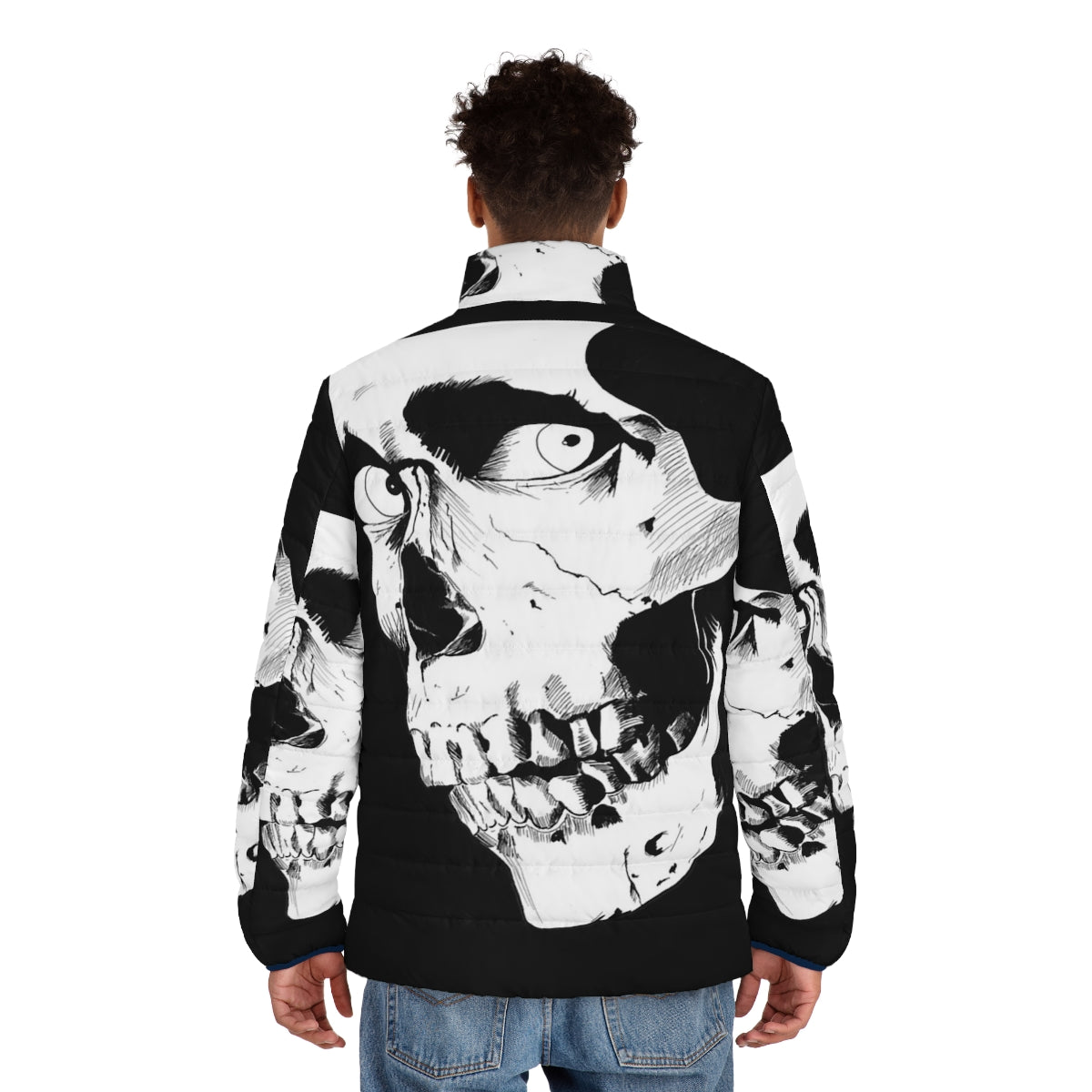 Evil Dead Skull Puffer Jacket featuring a spooky skull design for horror fans - men back