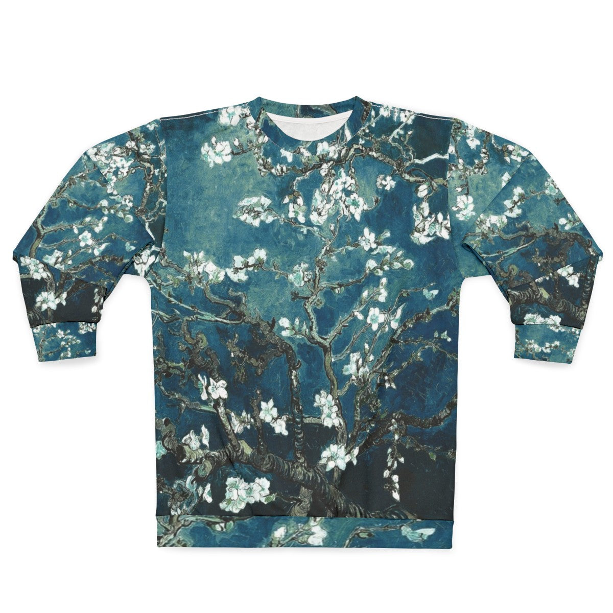 Teal Van Gogh Almond Blossoms Impressionist Floral Sweatshirt