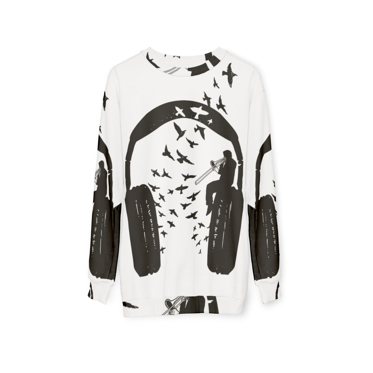 Trombone sweatshirt with headphone design - hanging