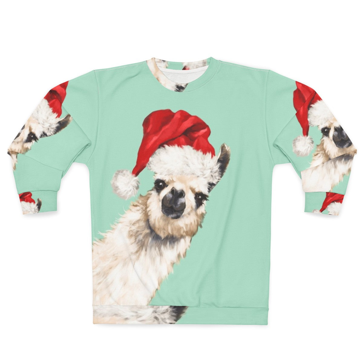 Cozy green Christmas llama sweatshirt