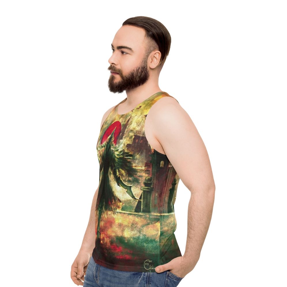 Bloodborne Hunter Crow Unisex Tank Top - men side