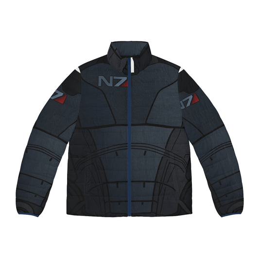 Mass Effect N7 Commander Shepard Puffer Jacket featuring the iconic N7 logo