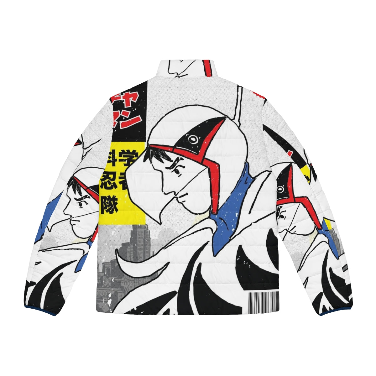 Gatchaman puffer jacket with science fiction and anime design - Back