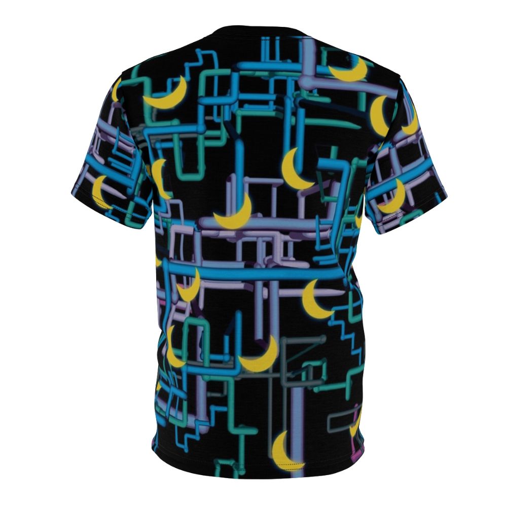 Graphic t-shirt featuring a complex, eye-catching pattern design inspired by Dan Flashes and I Think You Should Leave. - Back