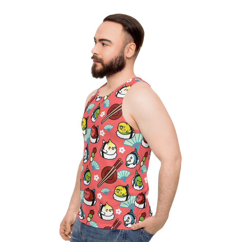 Kawaii sushi time lovebird unisex tank top - men side