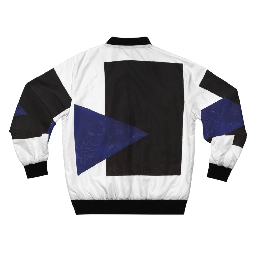 Malevich Suprematism abstract art bomber jacket with geometric shapes and faces - Back