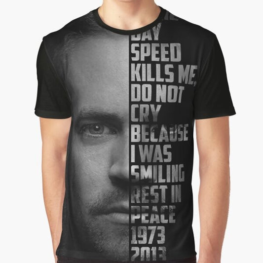 Paul Walker Text Portrait Graphic T-Shirt