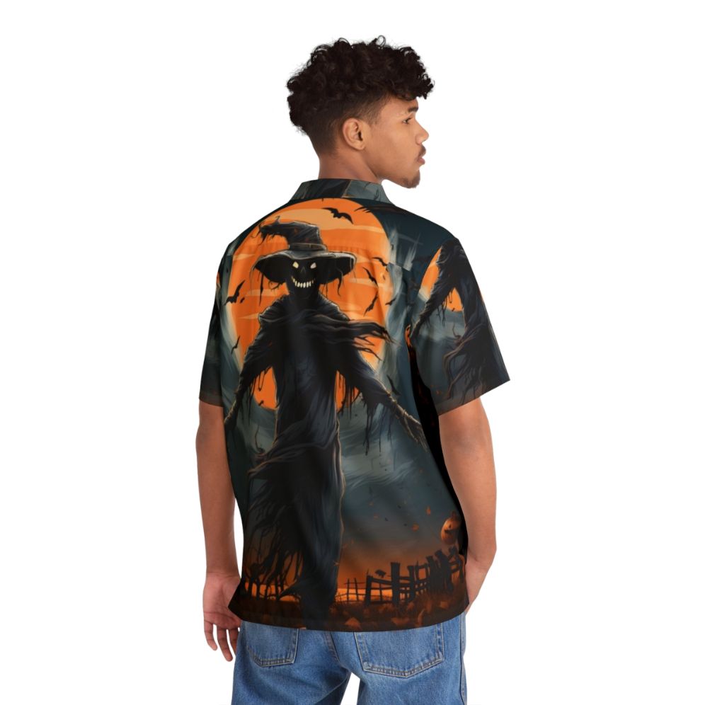 Under The Halloween Moon Scarecrow Hawaiian Shirt - People Back