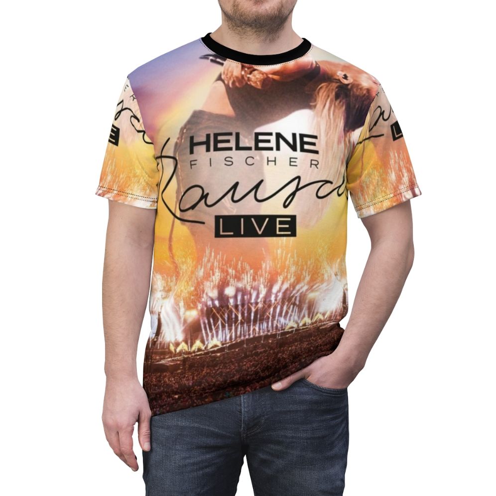 A stylish t-shirt featuring a portrait of German pop singer Helene Fischer in a cool, aesthetic design. - men front