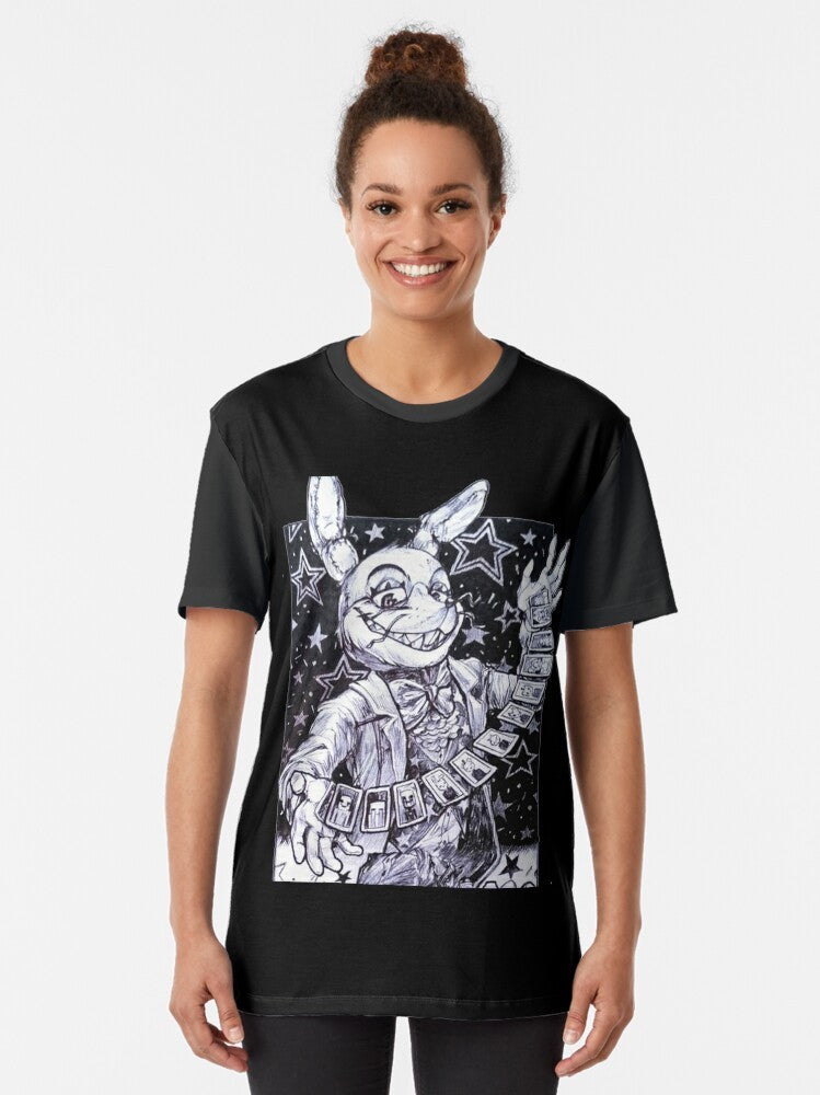 FNAF Security Breach Vanny Joker Black and White Graphic T-Shirt - Women