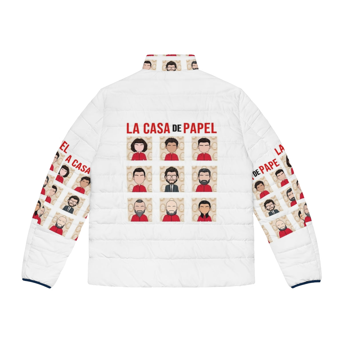 Money Heist Puffer Jacket with Cast Characters - Back