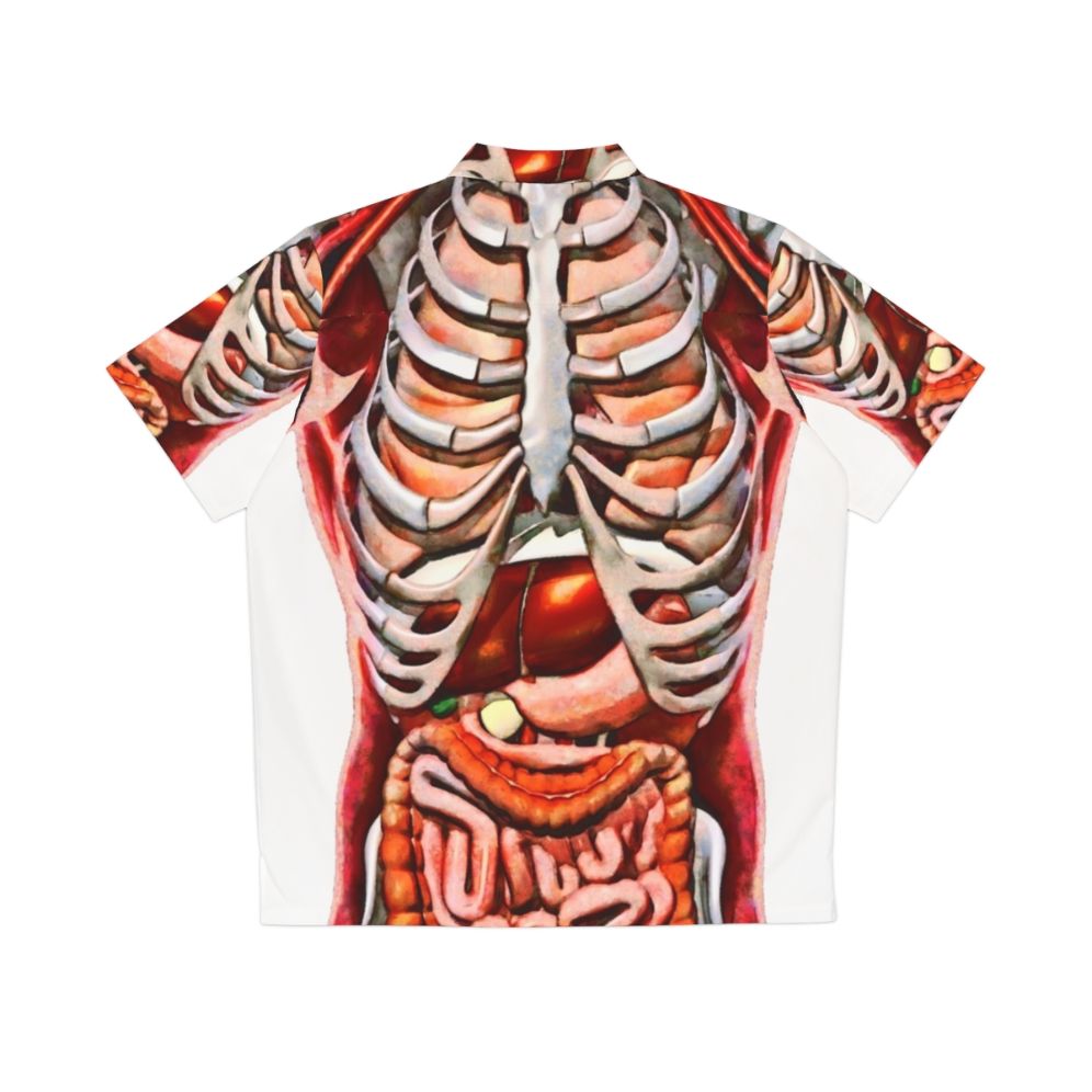 Anatomically detailed Hawaiian shirt with skeleton and internal organ design - Back