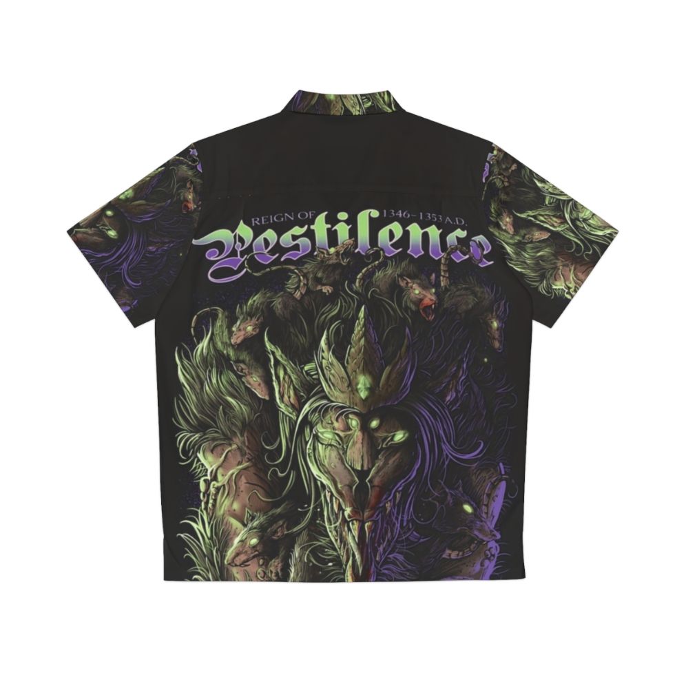 Pestilence King Hawaiian Shirt with Warhammer Fantasy Vermintide Clan Rat and Plague Knight Imagery - Back