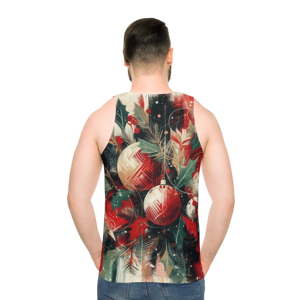 Unisex tank top with Christmas decorations design - men back