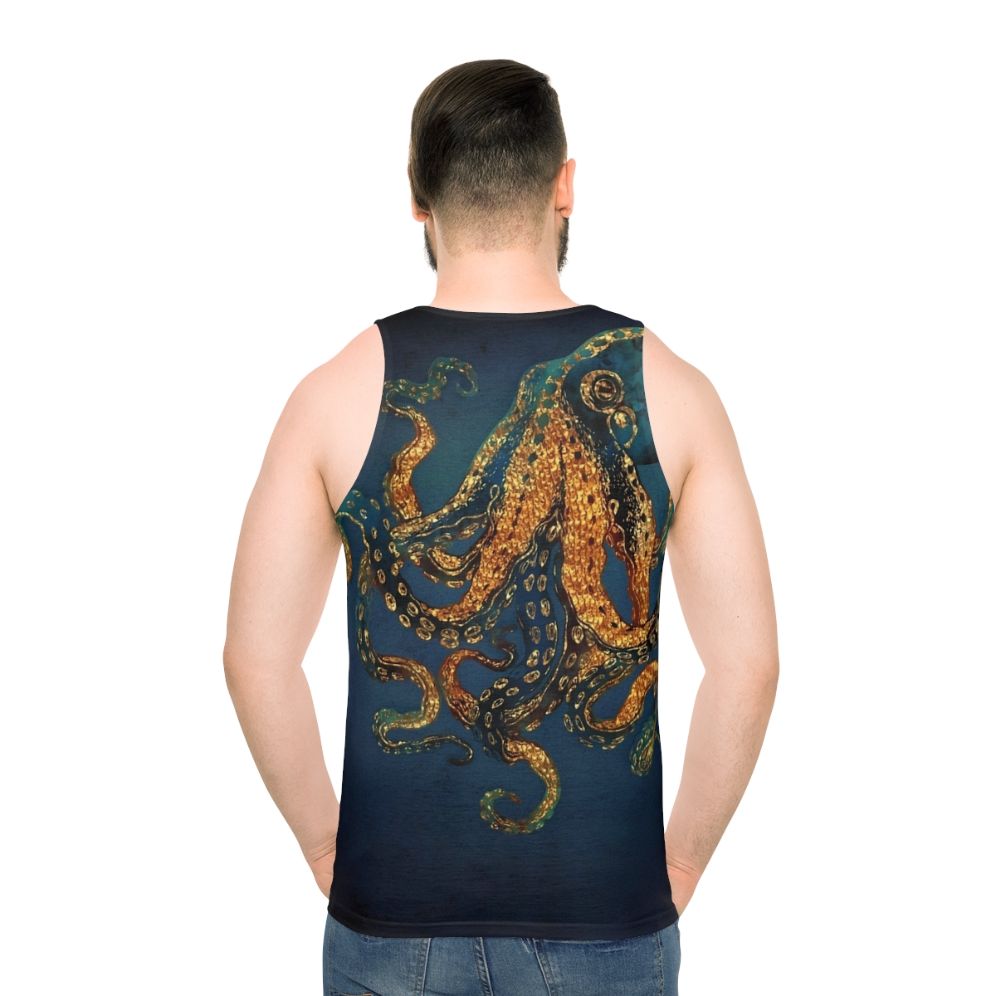 Underwater Dream Unisex Tank Top with Octopus Design - men back