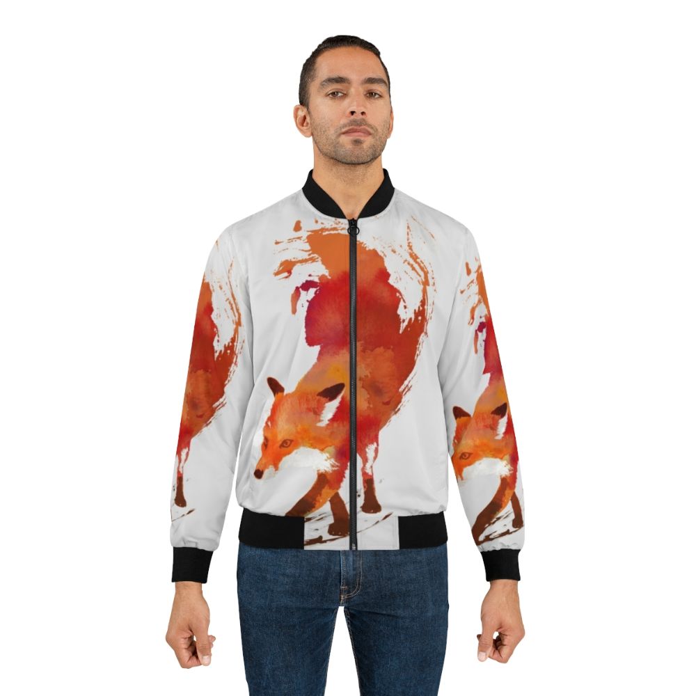 Watercolor painting of a fox on a bomber jacket - Lifestyle