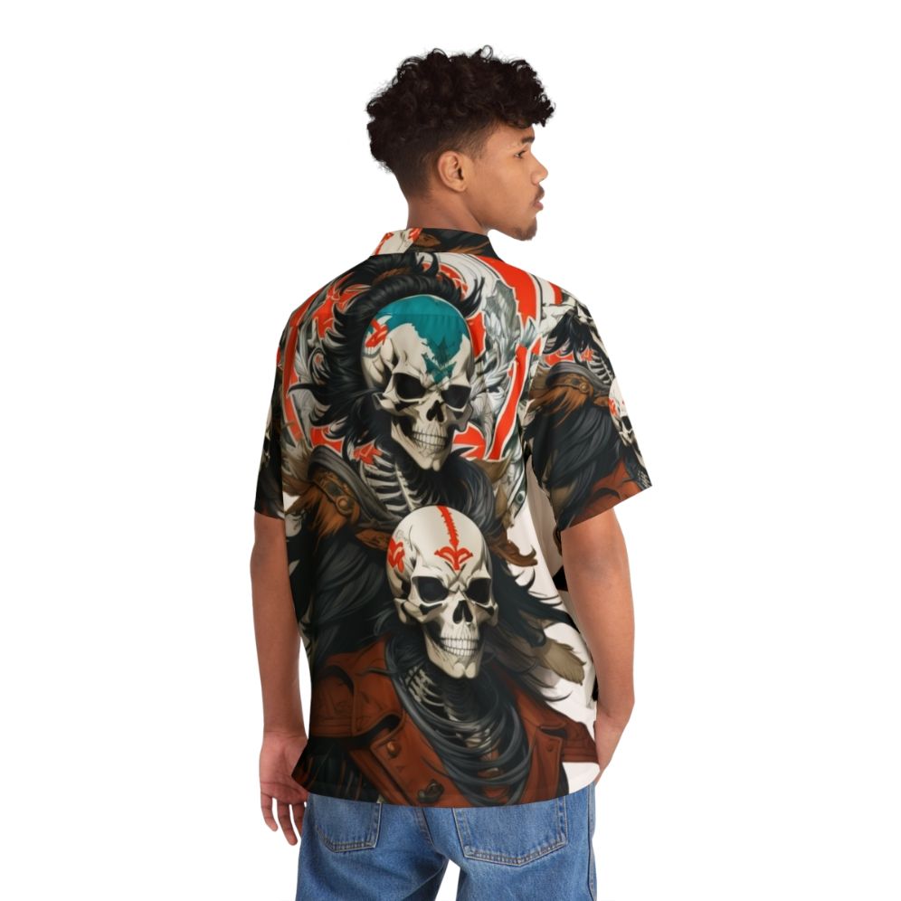 Dark Fantasy Skeleton Warrior Hawaiian Shirt - People Back