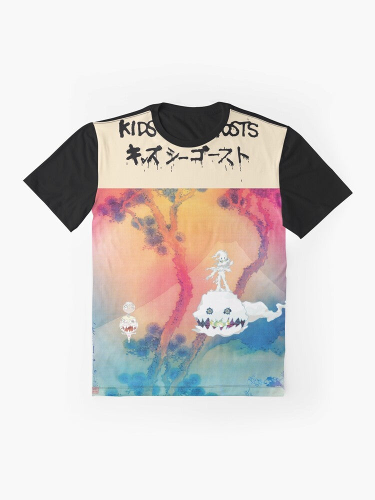 Kids See Ghosts Graphic T-Shirt featuring Kanye West and Kid Cudi's collaborative album artwork - Flat lay