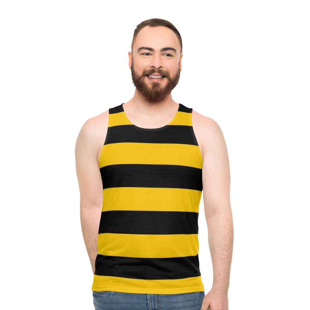 Unisex tank top with black and yellow bee design - men