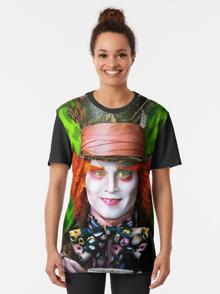 Mad Hatter graphic t-shirt featuring the iconic character from the Alice in Wonderland movie - Women