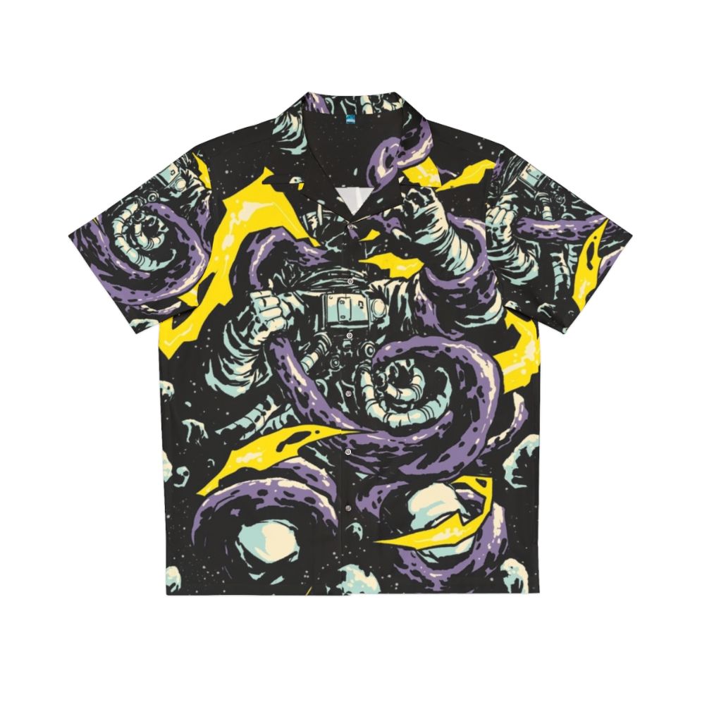 Interstellar Space Trap Hawaiian Shirt with Astronaut, Tentacles, and Alien Creature