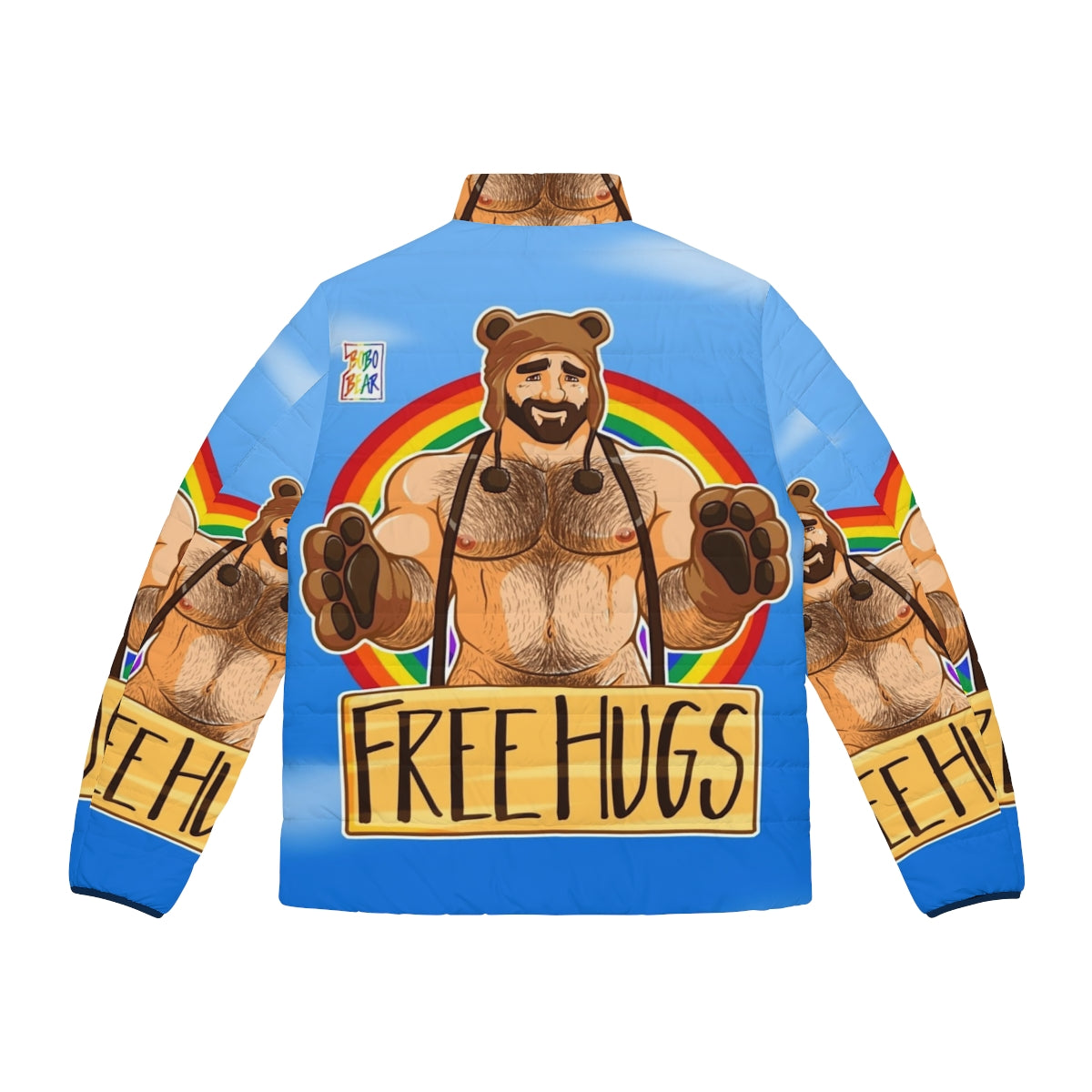 A cozy puffer jacket featuring a bear pride design, perfect for the gay bear lifestyle. - Back