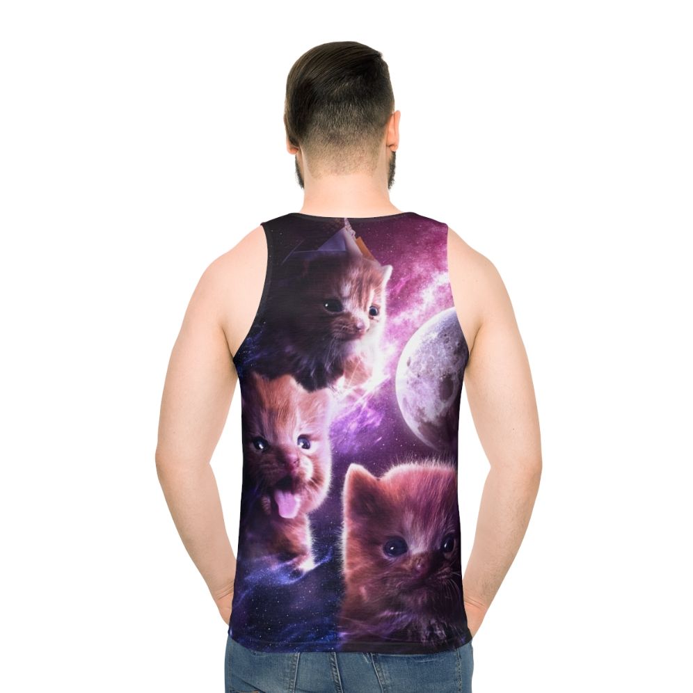 Unisex Tank Top with Degenerate Moon Design - men back