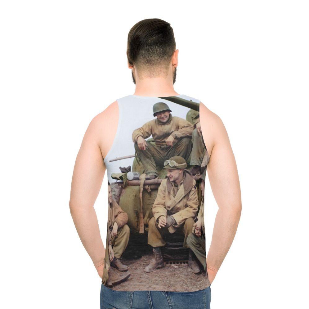 WWII US Army Tank Crew Unisex Tank Top with Ernie Pyle - men back