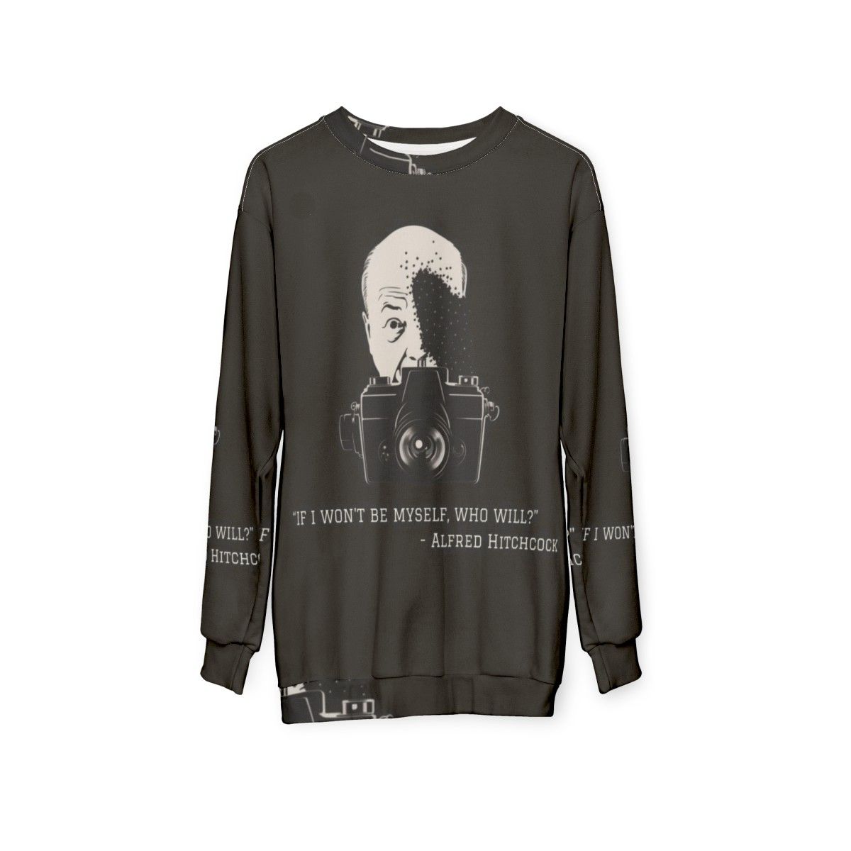 Alfred Hitchcock Quote Sweatshirt featuring iconic movie quotes - hanging