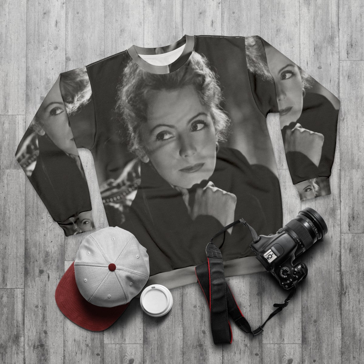 Vintage Greta Garbo Classic Hollywood Sweatshirt - flat lay