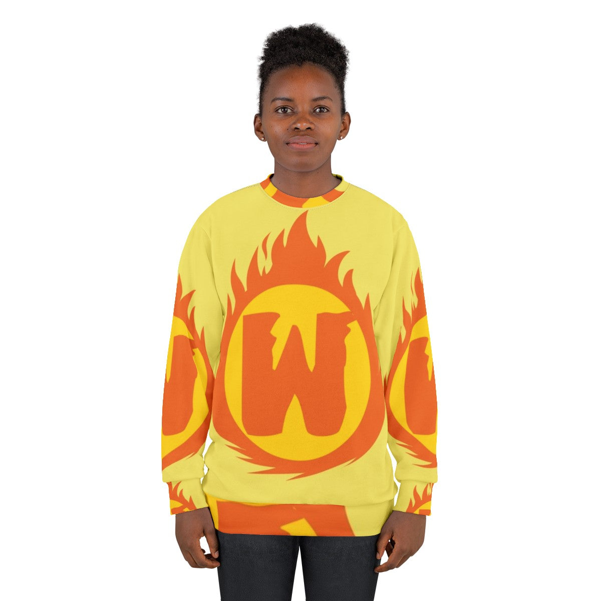 Superhero Letter W Fire Insignia Sweatshirt - women