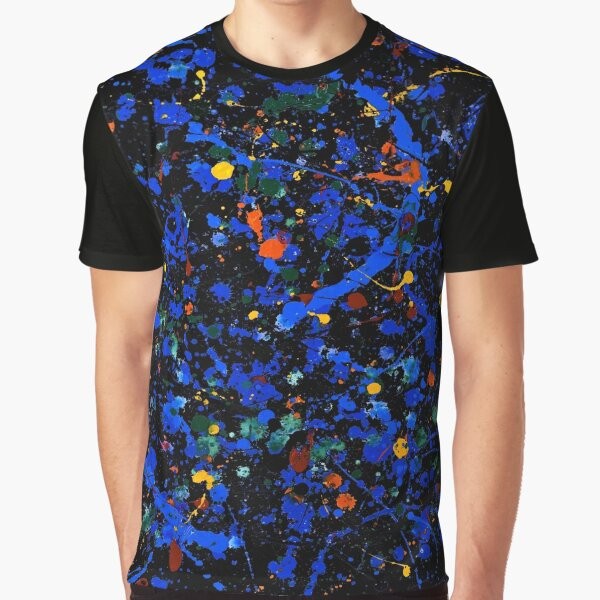 Abstract art graphic t-shirt featuring a Jackson Pollock-inspired design