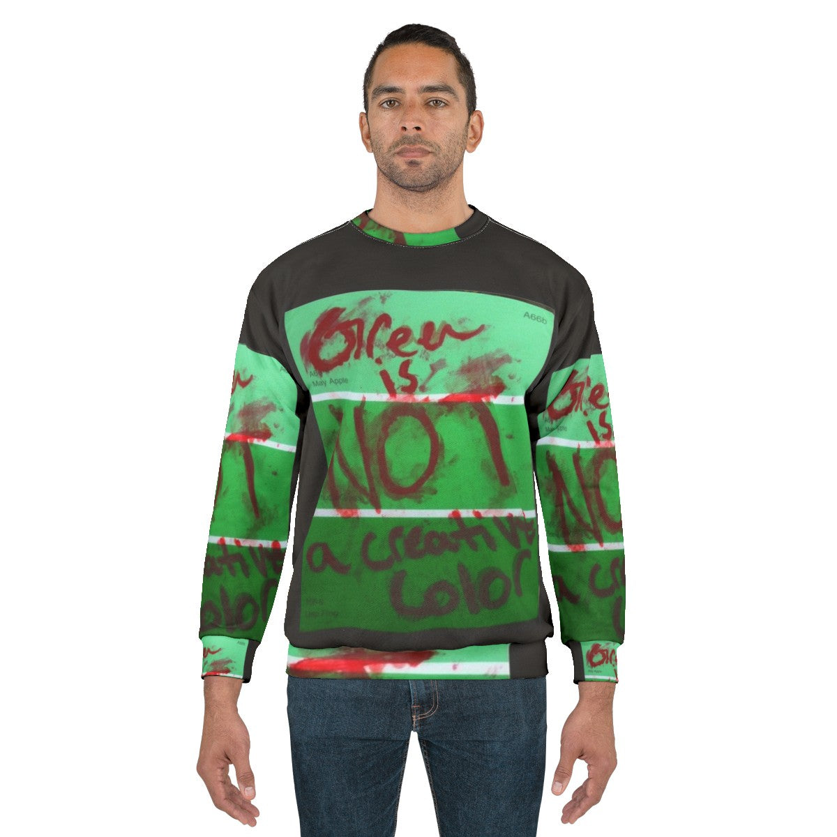 "Don't Hug Me I'm Scared" Creepy Green Sweatshirt - men