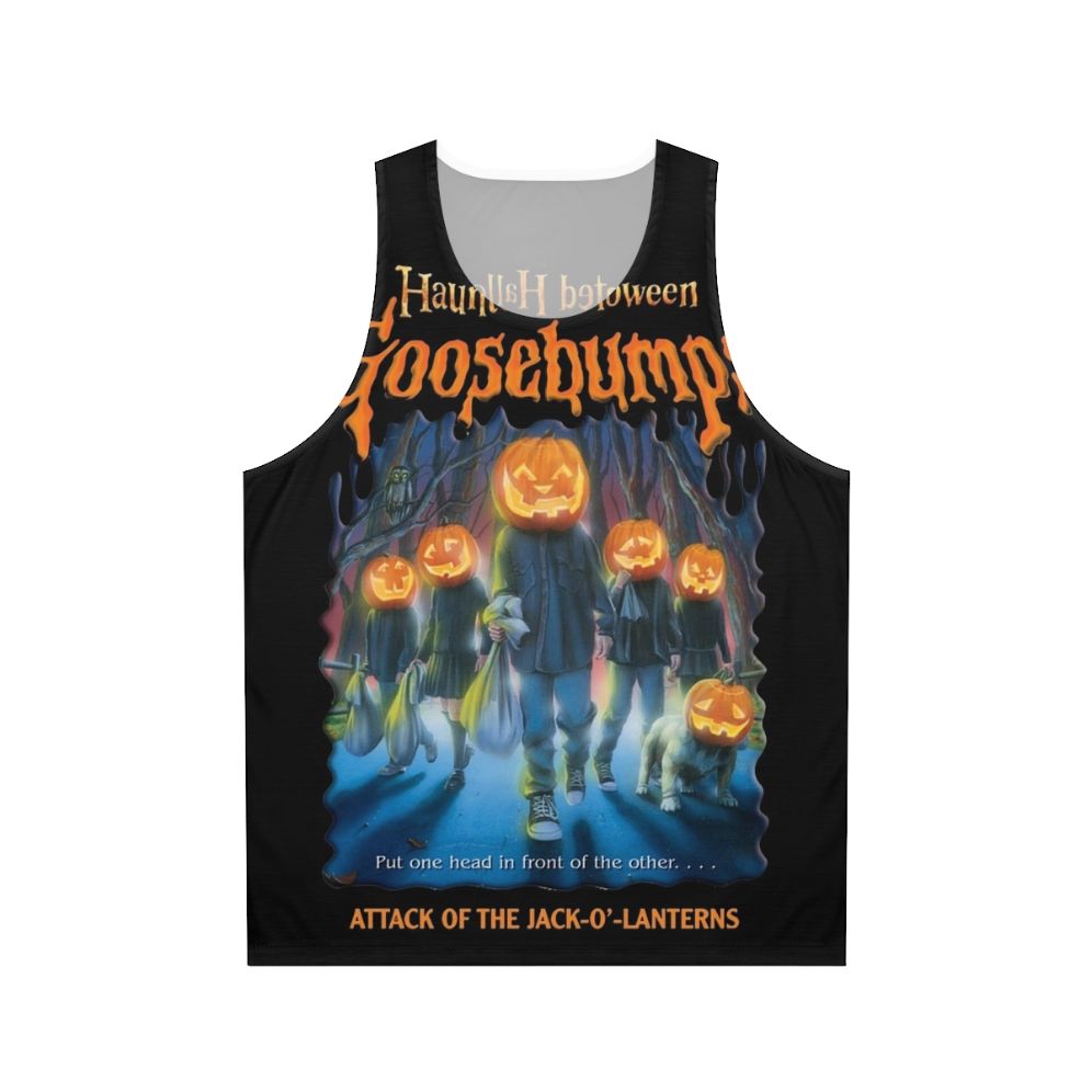 Glow-in-the-dark haunted halloween goosebumps unisex tank top