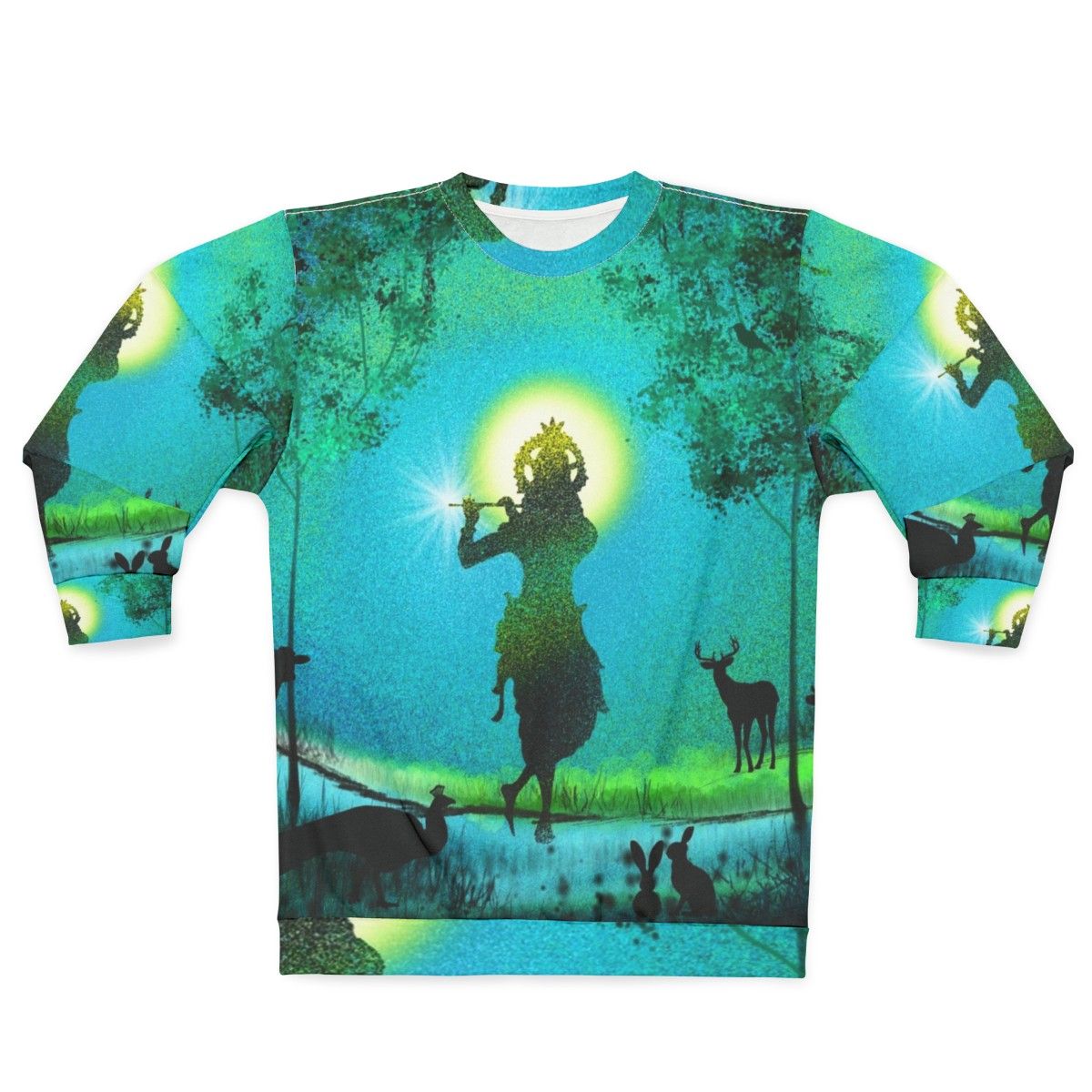 Lord Krishna Devotional Digital Painting Sweatshirt