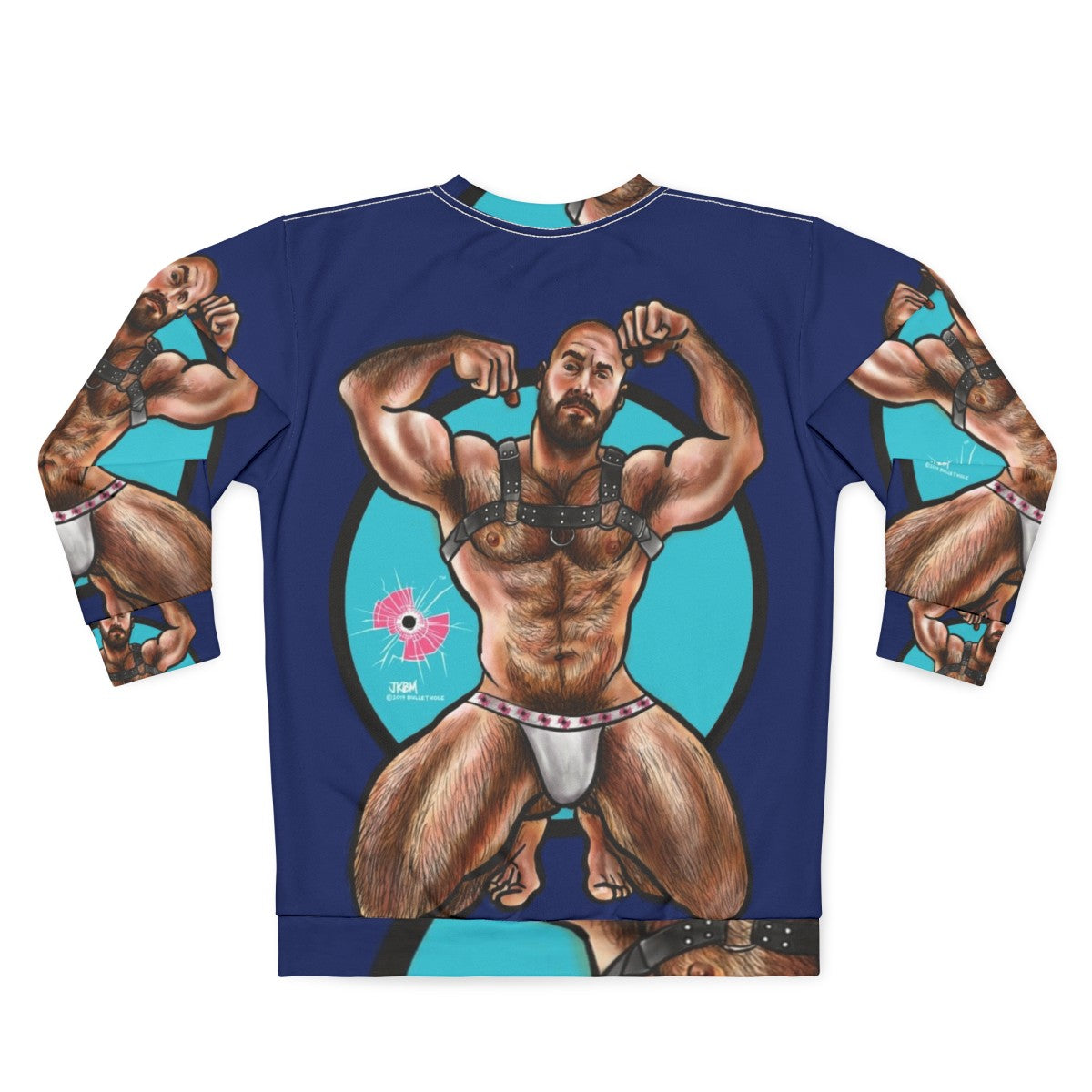 Bullethole graphic sweatshirt for muscle bear fashion - Back