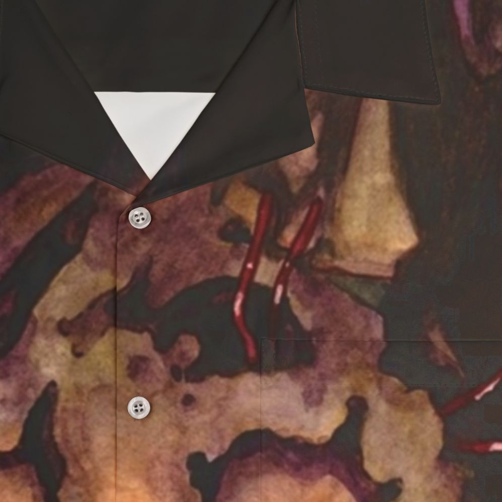 Spooky Hawaiian Shirt with Five Nights at Freddy's Watercolor Fanart - Detail