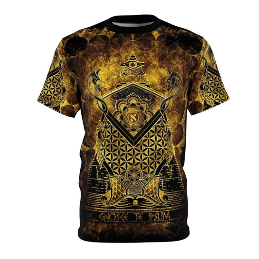 Sacred Geometry Spiritual T-Shirt featuring mandala, lotus, and flower of life designs