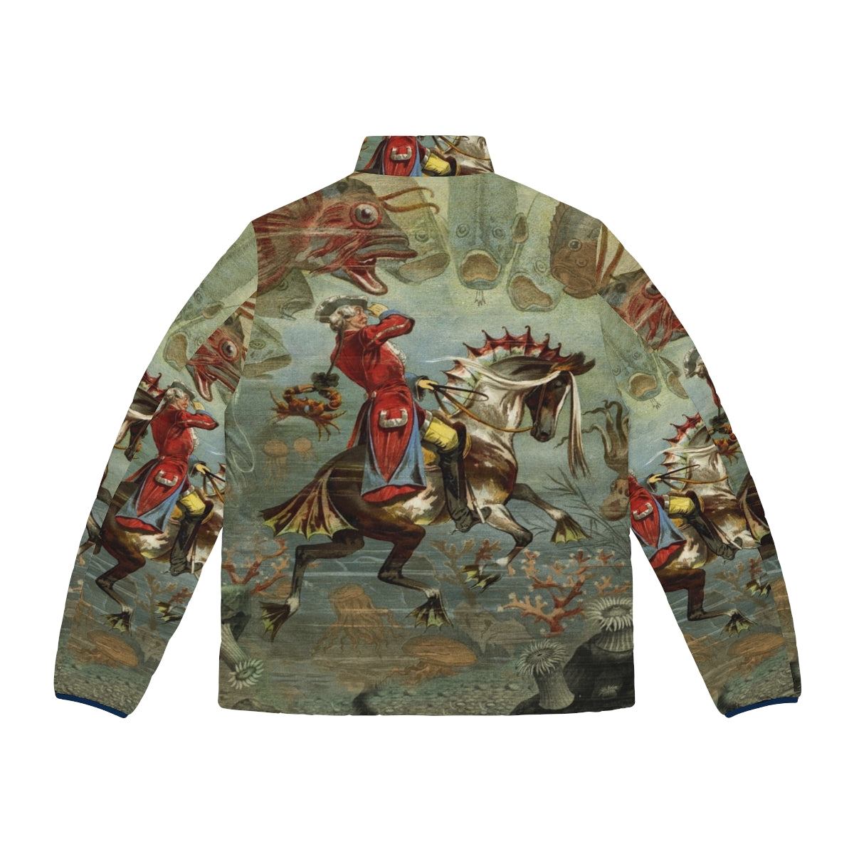 Vintage-inspired sea horse puffer jacket - Back