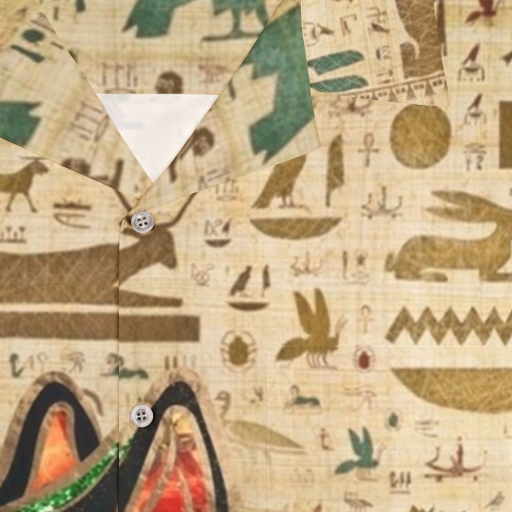 Bastet Egyptian Cat Hieroglyphic Hawaiian Shirt - Detail