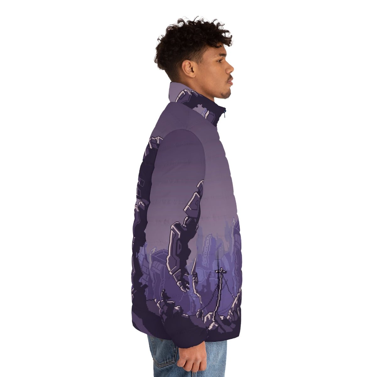 Sci-Fi Mech Puffer Jacket inspired by the video game "Into the Breach" - men side right