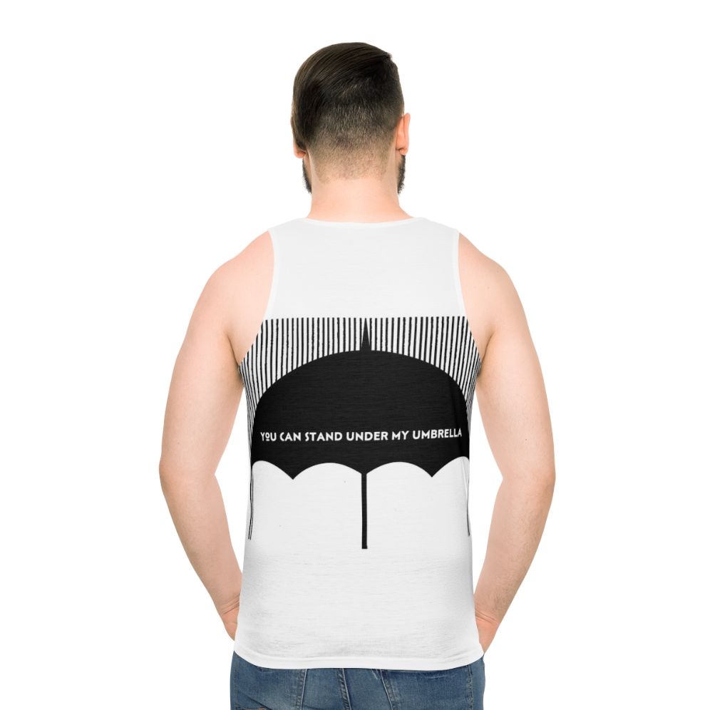 Unisex aesthetic black and white tank top - men back