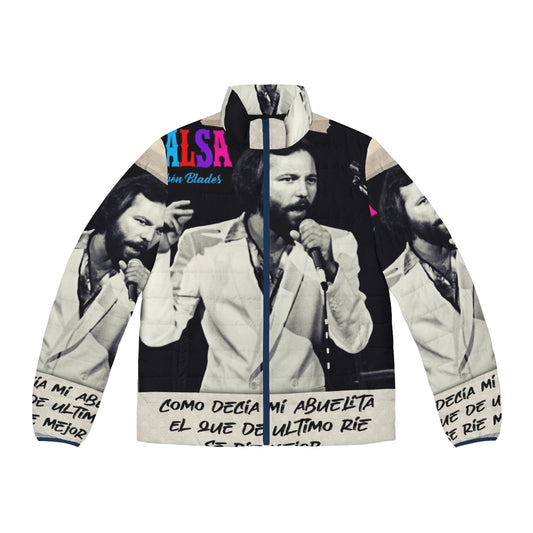 Ruben Blades Decisiones Puffer Jacket featuring iconic Puerto Rican salsa music