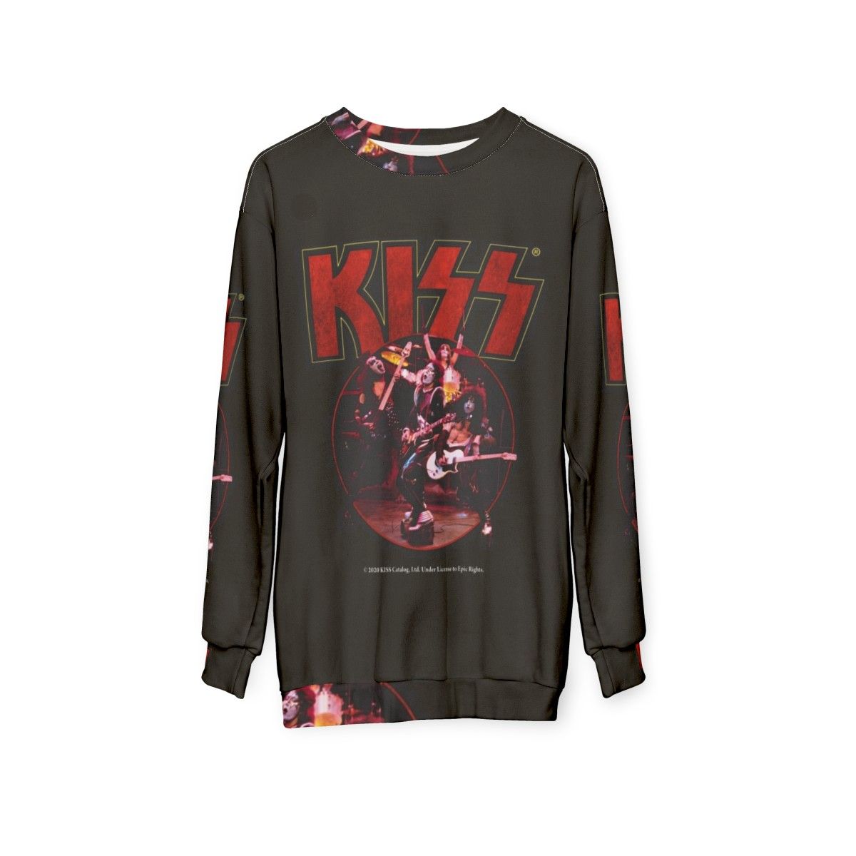 Kiss Band Sweatshirt with Band Members and Logo - hanging