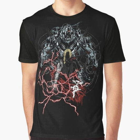 Fullmetal Alchemist graphic t-shirt featuring the Elric brothers and alchemist symbols