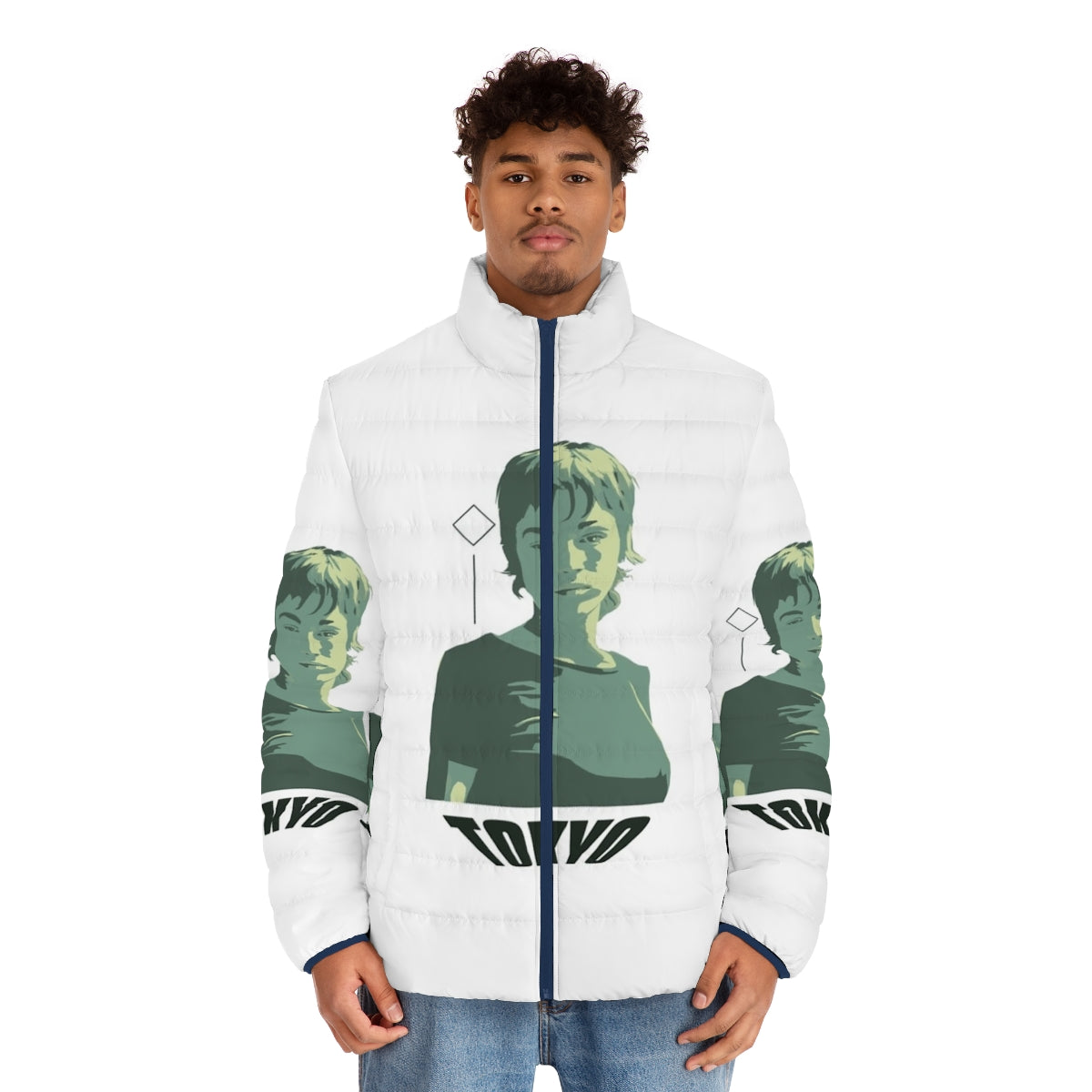 Tokyo Money Heist Netflix Inspired Puffer Jacket with Bella Ciao Design - men front