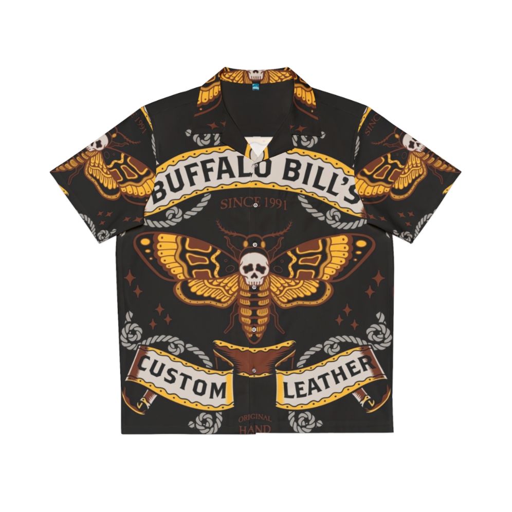 Buffalo Bill Inspired Leather Hawaiian Shirt with Moth Design