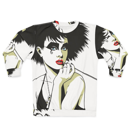 Vintage goth punk sweatshirt with comics and singer design